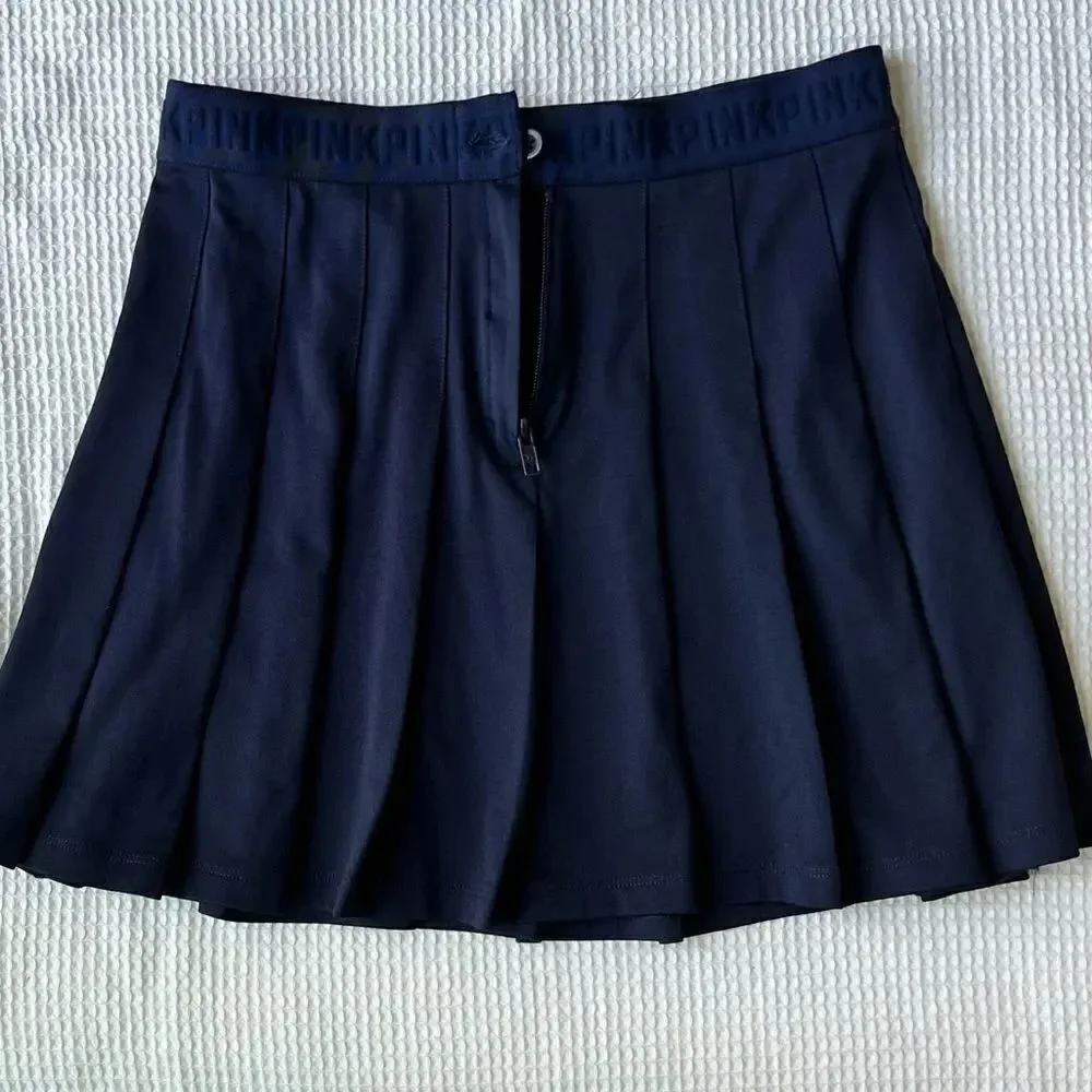 PINK Victoria's Secret Pleated Plain A-line Navy Blue Tennis Mini Skirt XS